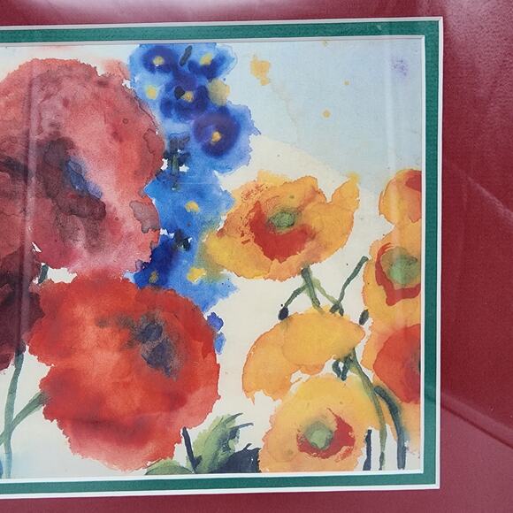 Emil Nolde Watercolor Red Yellow Poppies Blue Delphinium 1930 Japan 16x12" Repro - Picture 7 of 11